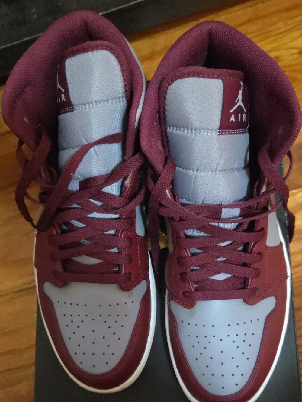 Jordan High-Top Sneakers - Maroon and Light Gray